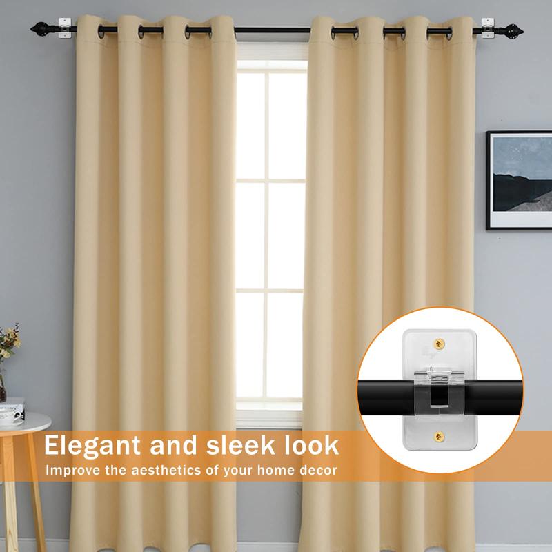 Curtain Accessories Adjustable Shower Curtain Rod Holder, 2 Counts Punch Free Self Adhesive Wall Mounted Shower Curtain Rod Holder, Bathroom Accessories