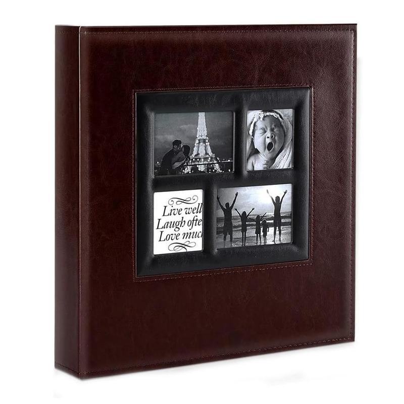 Large Capacity Photo Album, Leather Cover Wedding Family Photo Album, Holds 500 Horizontal and Vertical Photos