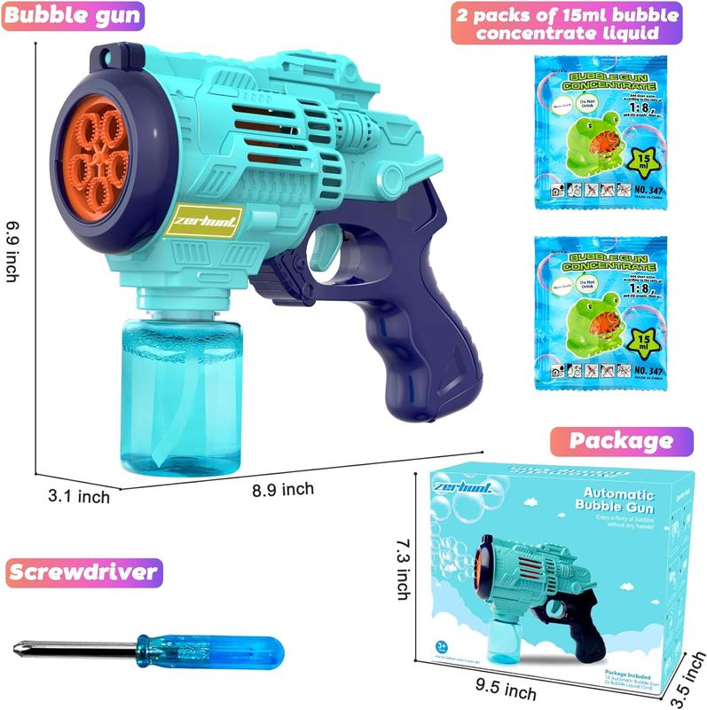 Christmas Gift for Kids Zerhunt Bubble Blaster Gun Machine Toy for Kid Backyard Outdoor Toys: Automatic Bubble Gun with Rich Bubbles & Leak Proof Design - 5 Hole Non Dipping Handheld Blue Bubble Maker/Blaster - Kids Toys Gifts, for Birthday, Parties