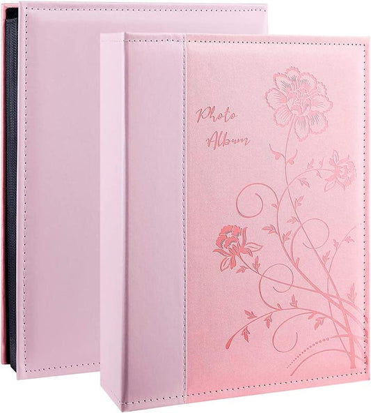 Photo Album 4x6 300 Photos, Extra Large Capacity Leather Cover Wedding Family Photo Albums Holds 300 Horizontal 4x6 Photos(Pink) Decor