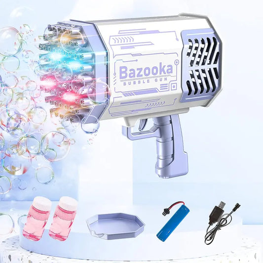 69 Holes Bubble Gun, Rocket Launcher Bubble Machine with Lights, Electric Automatic Bubble Maker Machine Rocket Boom Bubble Gun for Kids Adults