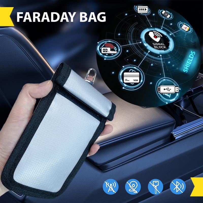 Faraday Bags, 5 Pack Faraday Cage with Key Fob Protector, Fireproof Waterproof Bag EMP Proof Signal Blocker, Anti-Theft RFID Blocking Pouch Organiser for Laptops, Tablets, Phones, Car Keys, Electronics