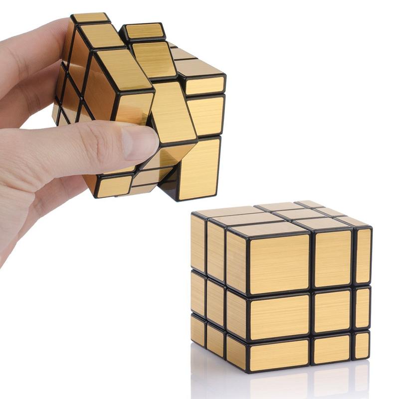 D-FantiX Shengshou 3x3x3 glossy Cube Set, 2 Pack, ABS Plastics, Puzzle Toys ,bright gray, amber champagne color, Unisex, Beginner, 54 Pieces, 2 Items, 1 Set rubixcubegame