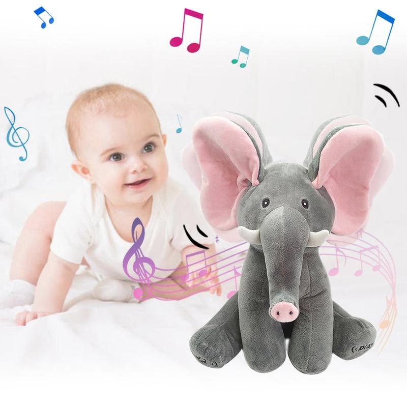 New peekaboo elephant cover their eyes Baby elephants will sing and play music accompanied by soothing elephant plush toys