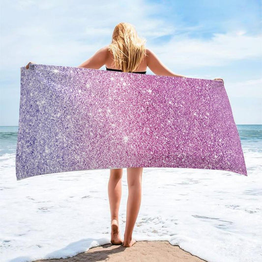 Gradient Glitter Beach Towel, Beach Blanket, Mat, Lightweight Beach Towel, Waterproof Towel for Swimming, Camping & Outdoor, Travel Essentials, Vacation Sets, Gifts, Cute Girly Accessories