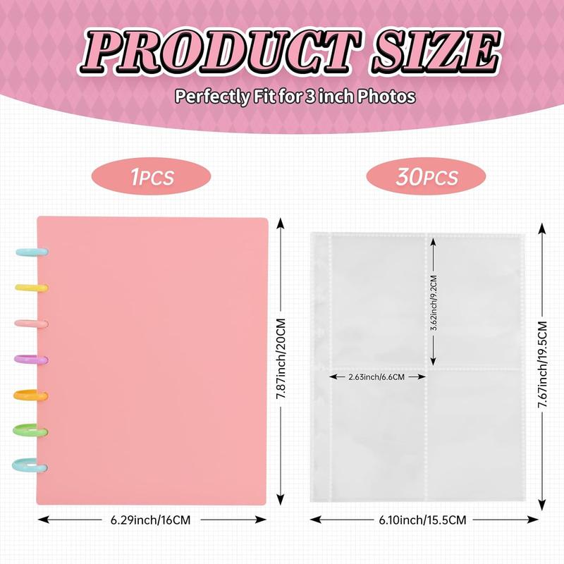 3 Inch Photocard Holder Book Sleeves with 30Pcs Inner Pages A5 Idol Business Card Collect 2¡Á3 Photo Album, Pink mixbook photobook