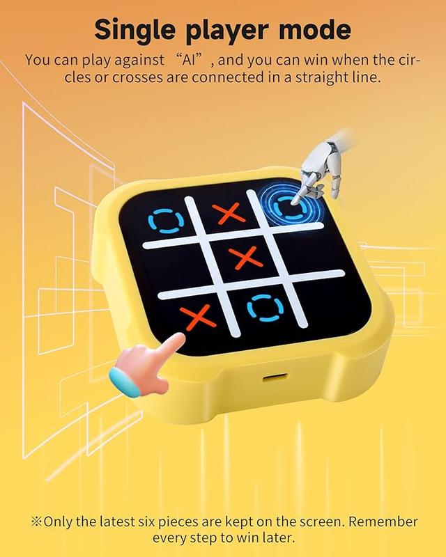 Tic Tac Toe Bolt Game, player Electronic 4-in-1 Handheld Puzzle Game Console, Portable Travel Games for Educational and Memory Growth,  Fidget Toys Games for Kids and Adults, Birthday Gifts for All Ages