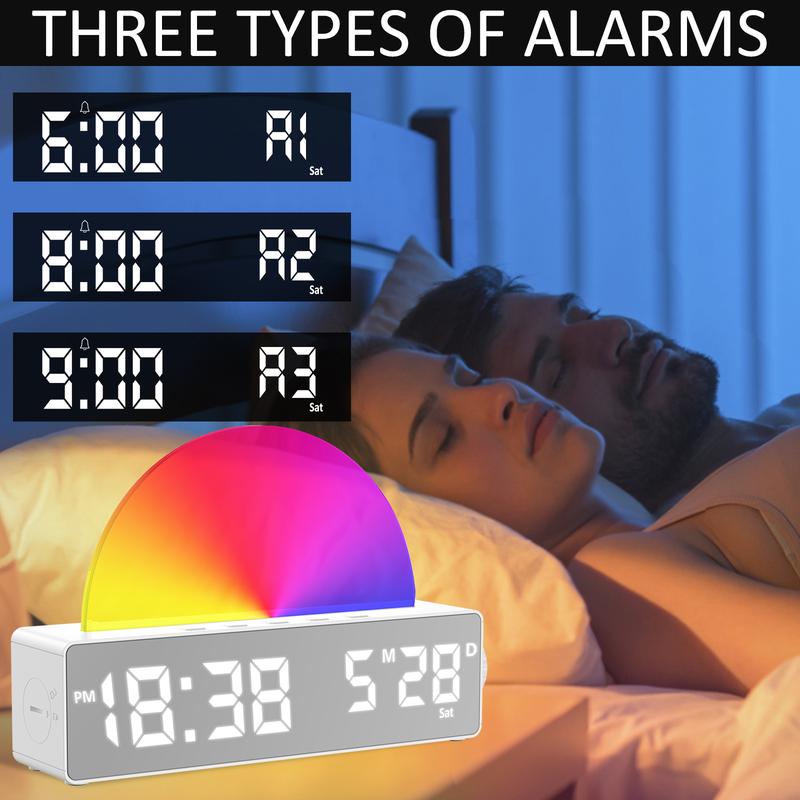 Sunrise Lamp Sunrise Alarm Clock, Wake Up Lamp Dawn Simulator, Bedside Sun Lamp 7 Color Changing Lamp Bedroom Night Light for Heavy Sleepers Adults, Gift for Teenage Boys Girls