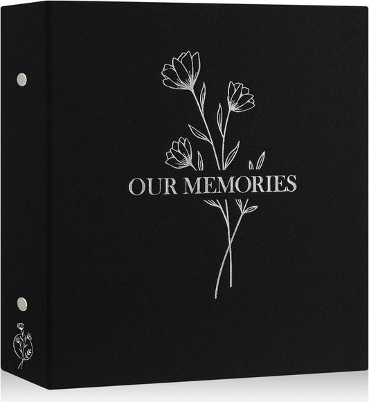 Photo Album 4x6 600 Pockets, Large Capacity Linen OUR MEMORIES Hardcover Large Photo Book Photobook that Holds 600 Vertical and horizontal Pictures Black Decor Gift