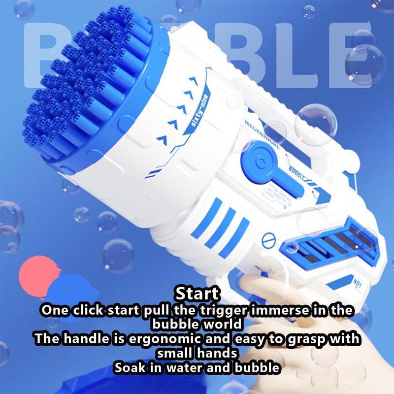 Bubble Machine Toy with 69 Hole , Contains Two Bottles of Bubble Liquid, One Rechargeable Lithium Battery, Charging Cable, Water Tray