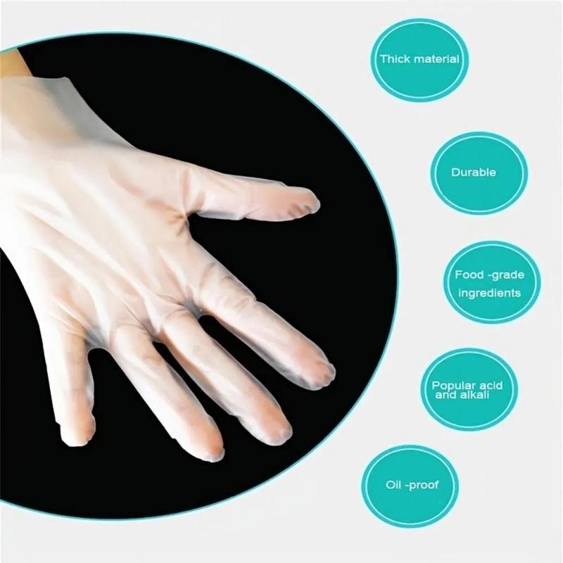 100pcs Removable Disposable Gloves, Clear Plastic Gloves, Durable Cleaning Gloves