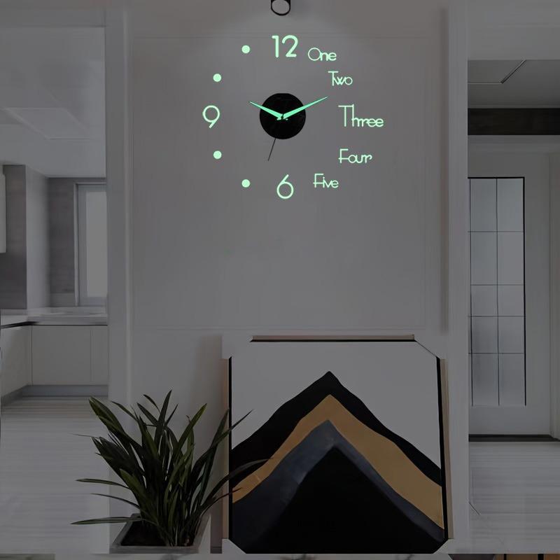 DIY 3D Illuminated Letter & Figure Design Wall Clock For Home Decor, 1 Count Home Decor Wall Mounted Clocks Without Battery