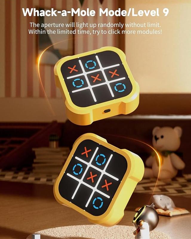 Tic Tac Toe Bolt Game, player Electronic 4-in-1 Handheld Puzzle Game Console, Portable Travel Games for Educational and Memory Growth,  Fidget Toys Games for Kids and Adults, Birthday Gifts for All Ages