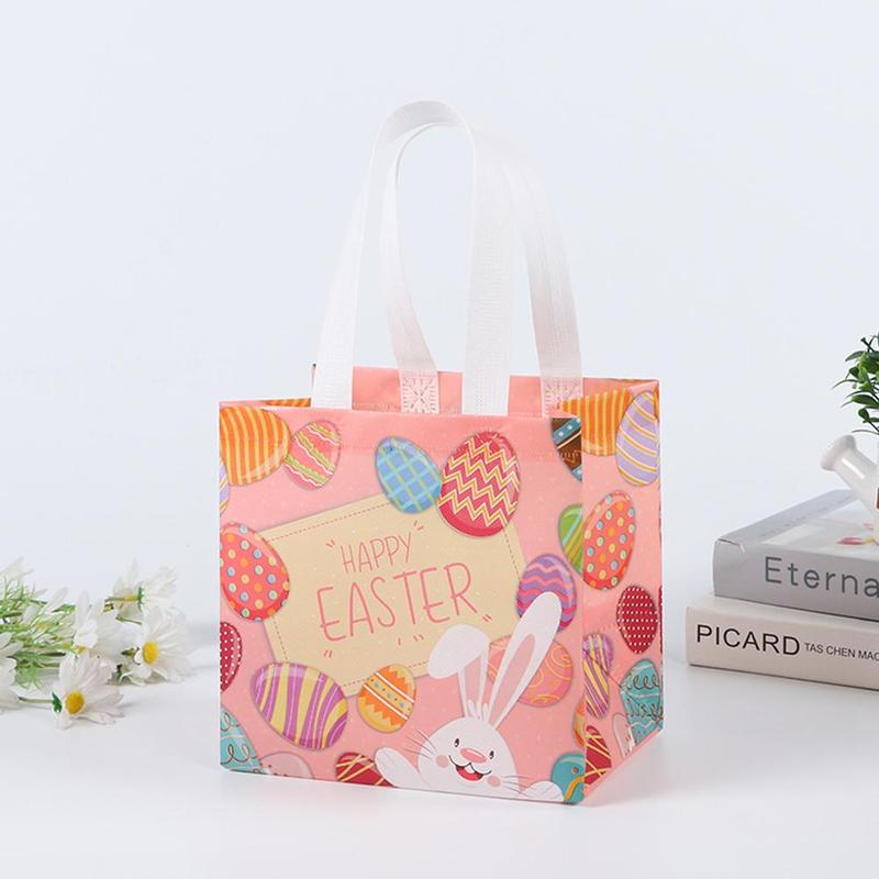 Easter Non-Woven Bag, 12pcs/set Creative Easter Gift Bag, Cute Spring Cartoon Bunny Pattern Shopping Tote Bag, Party Favor Bag, Spring Decor 2024, Easter Essentials, Party Treat Bag