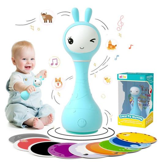 alilo Smarty Bunny Baby Light Up Musical Toys, Infants Newborns Baby Boy Girl Gifts, Pre-stored 66 Natural Sounds/ 16 Nursery Rhymes/ 13 Stories/ 5 Soothing Music, Color Recognition Function with 9 Color Card