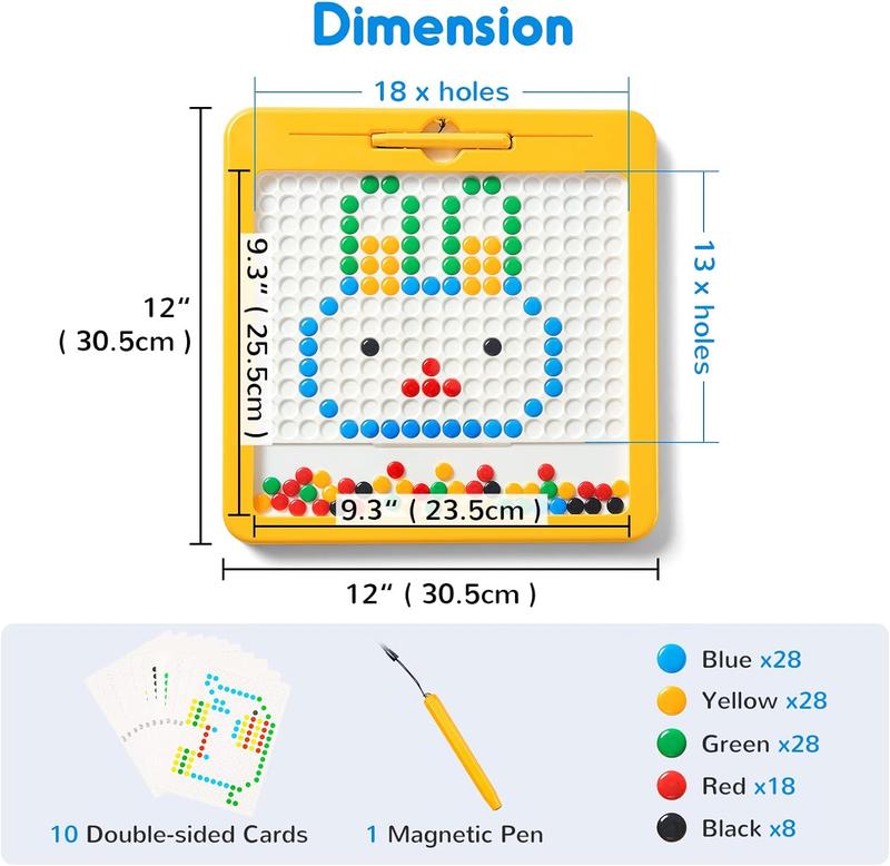 Magnetic Drawing Board,Magnetic Educational Preschool Toys for Kids,12 Inch Large Doodle Board for Magnetic Dot Art Travel Toys