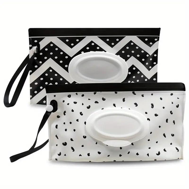 Geometric Pattern Tissue Box, 1 Count Portable Travel Toiletry Bag, Plastic Wet Wipes Bag