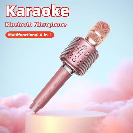 Karaoke Machine Microphone for Road Trip, Bluetooth Speaker Wireless Rechargeable Mic with Built-in Stereo Speaker, Home Party Birthday Gifts for Girls Boys