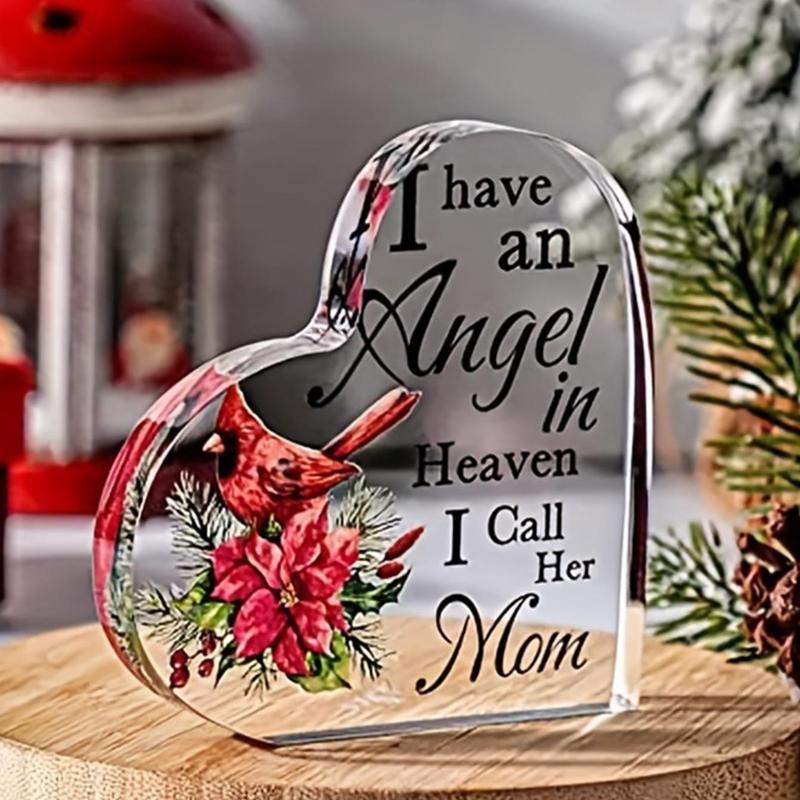 Creative Unique Memorial Ornaments Gift, Heart Shaped Letter & Bird Pattern Acrylic Sympathy Gift, Remembrance Ornament for Personalized Gifts