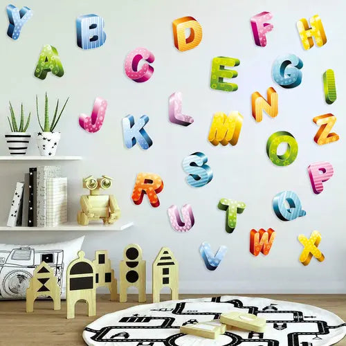 Alphabet Wall Decals ABC Stickers Learning Wall Decor for Kids Room Daycare Classroom Playroom Baby Nursery Decorations Decorative Smooth