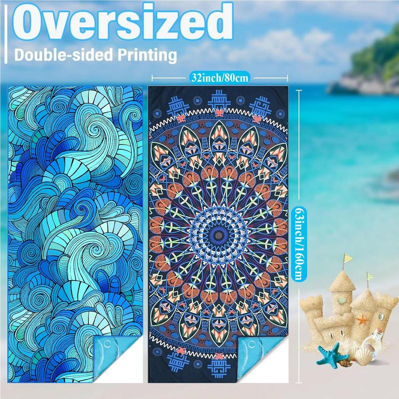 Boho Style Beach Towel, 2 Counts/set Quick Dry Soft Beach Towel, Beach Blanket, Mat, Lightweight Beach Towel, Beach Blanket, Mat for Swimming, Camping, Beach Vacation Essential, Beach Trip, Travel Essentials, Vacation Sets, Swimsuit for Women 2024, Gifts