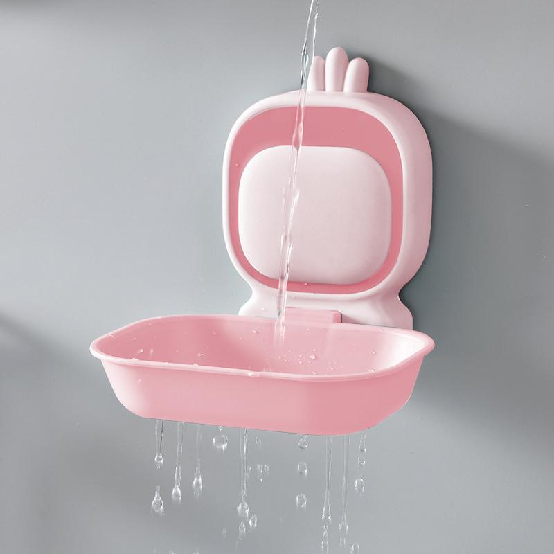 Cute Cartoon Shaped Wall Mounted Soap Dish, 1 Piece Punch Free Soap Holder, Portable Soap Storage Box for Bathroom Kitchen