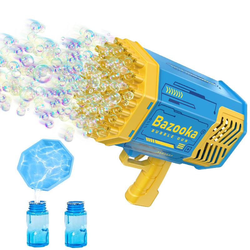 Bubble Machine Gun; Bubble Gun with Colorful Lights; 69 Holes Bubble Gun Toys for Masses; Summer Outdoor Toys, Birthday Wedding Party Favors (Blue)