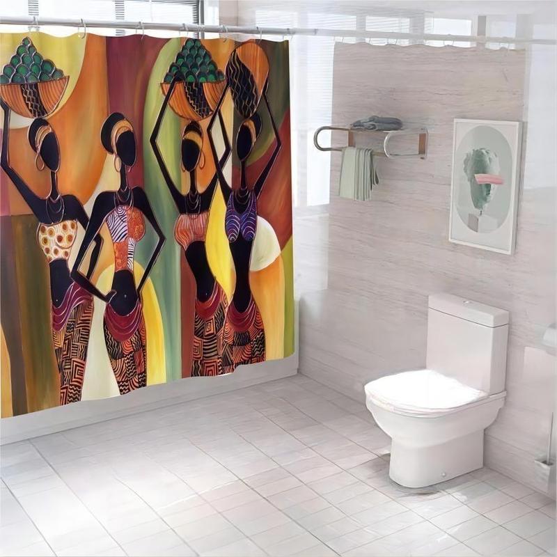 Polyester Shower Curtain (1 Piece), African Girl Pattern Waterproof Shower Curtain For Bathroom