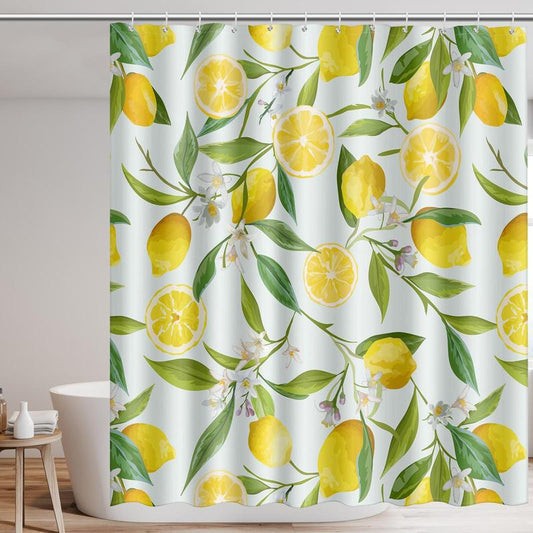 Fruit Print Shower Curtain, Waterproof Shower Curtain with 12 Hooks, Bathroom Supplies for Home Bathroom Decor