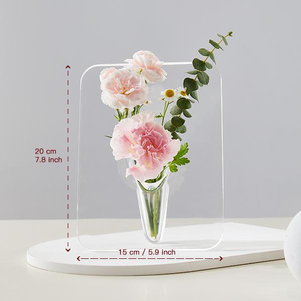 Frame Flower Vase - Clear Acrylic Vases for Flowers, Modern Art Vases for Home Decor, Unique Decorative Vases for Desktops Bookshelf Bedroom Living Room Wedding House Warming Gifts Ornaments