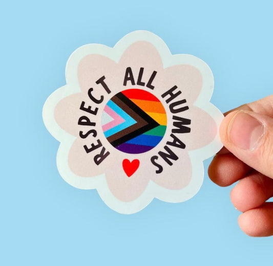 Respect All Humans Vinyl Sticker / Magnet | Water bottle, Laptop, Car | Equal Rights Sticker | Human Rights | LGBTQ Ally | Pride Sticker