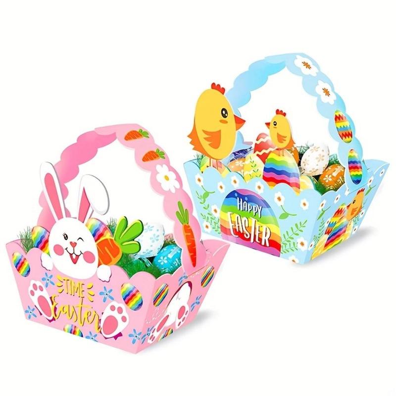 Easter Cute Cartoon Animal Candy Box, 4 Counts Ramadan DIY Paper Candy Chocolate Packaging Basket, Festive & Party Supplies, Summer Essentials