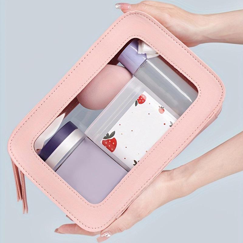 Transparent Square Makeup Bag, Portable Dust-proof Travel Cosmetic Bag with Zipper, Home Organizer for Bathroom & Travel, Girlfriend Gifts, Travel Essentials, Car Accessories