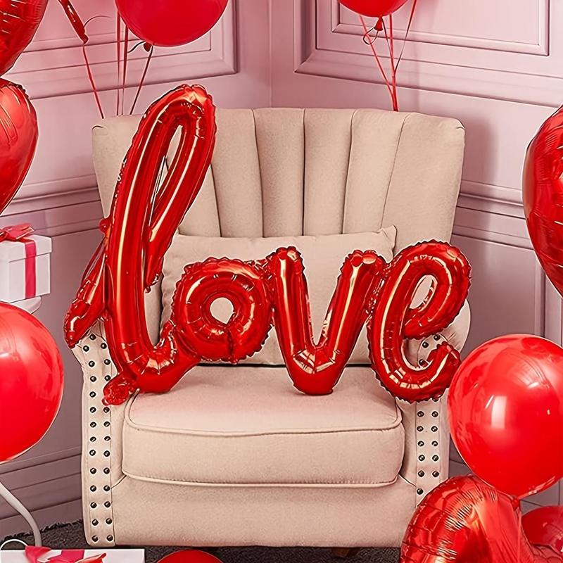 18inch Foil Heart Shaped Balloon, 50pcs/set Red Balloons, Room Decorations Kit, Party Props Decor Love Balloon, Festive & Party Supplies, Anniversary Wedding Romantic Decorations, Birthday Gift