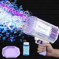 Bubble Machine Gun with 69 Holes and Colorful Lights Bubble Maker Machine