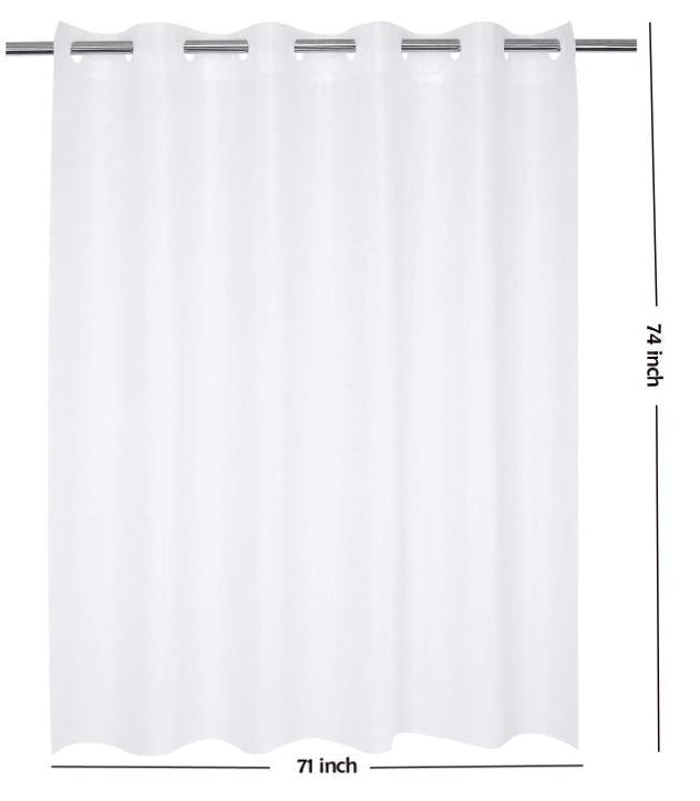 Hotel Grade No Hooks Needed Waterproof Shower Curtain or Liner,Frost (PEVA, 71" x 74")