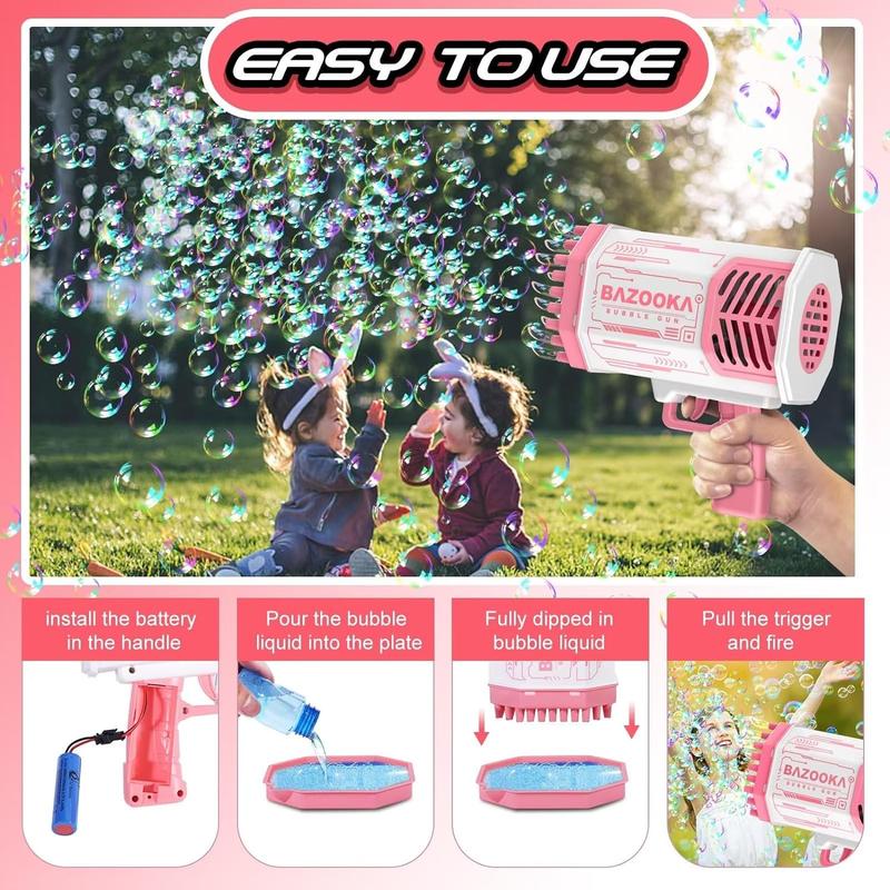 Bubble Gun, Bubble Gun, 69 Hole Bubble Gun with 4 Bottles of Bubble Liquid, for Children Adults, Indoor and Outdoor Birthday Wedding Party Events Summer must-have, good for family