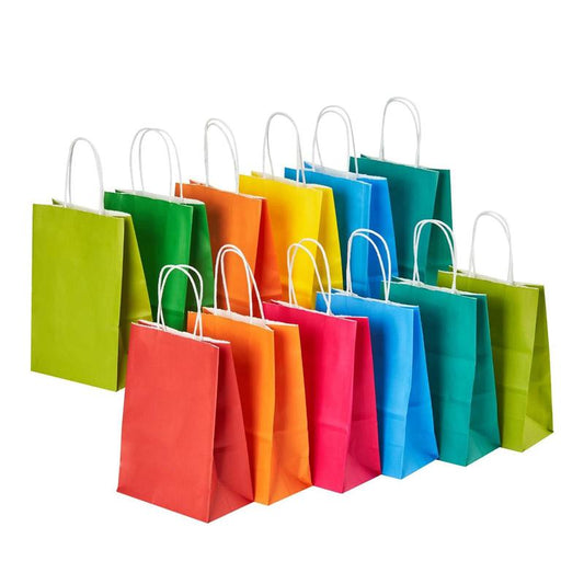 Colorful Paper Gift Bag (32pcs), Kraft Paper Party Favor Bag with Handles, Party Gift Bag for Birthday Wedding Party, Gift Packaging Supplies, Party Supplies