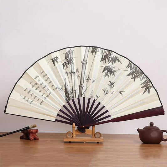 1 Piece Classical Bamboo Pattern Decorative Folding Fan, Traditional Chinese Style Handheld Fan for Home Decor, Spring Festival Decoration