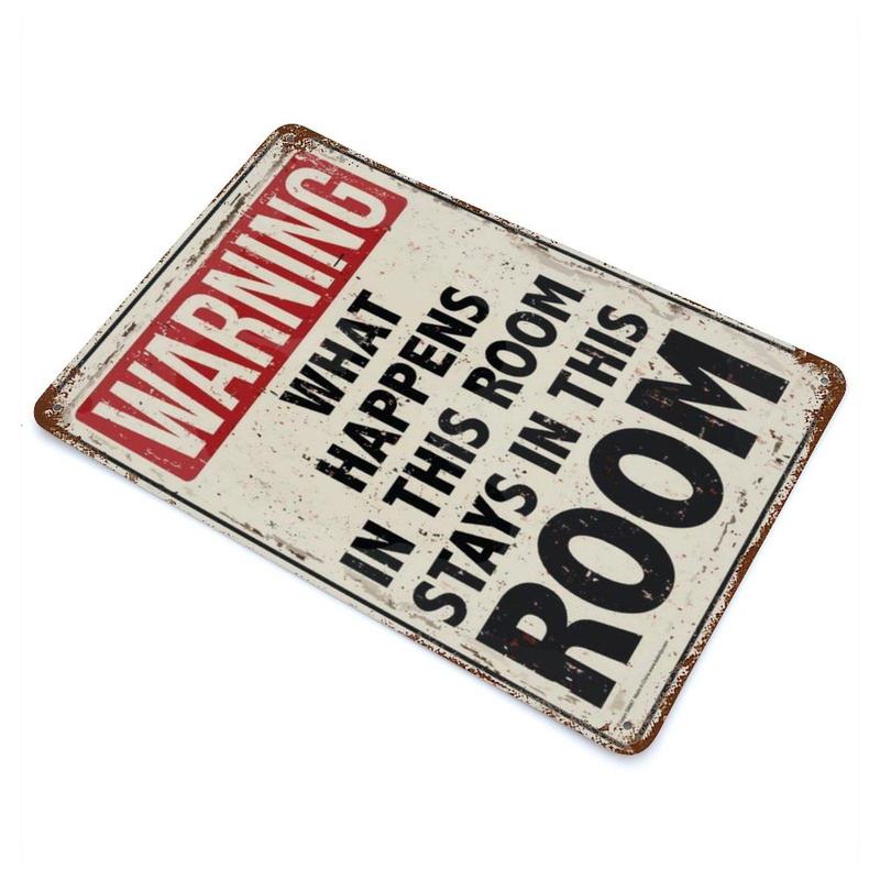 Metal Tin Sign, 1 Count Letter Pattern Wall Art Warning Sign for Home Living Room Bedroom Decoration, Home Decor 2025