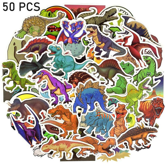 Cartoon Dinosaur Pattern Sticker, 50pcs Cute Animals Pattern Decorative Stickers, Diy Decals for Water Bottle, Laptop, Phone Case, Scrapbooking, Journal Making