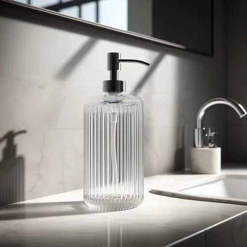 Modern Glass Ribbed Minimalist Soap Dispenser