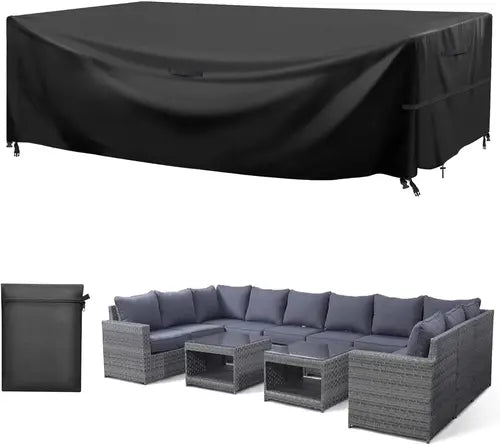 GARPROVM Outdoor Patio Furniture Covers Waterproof Patio Dining Table Couch Set Covers Rectangular with Upgraded 600D Material, 4 Windproof Buckles 124 x 70 x 29 Inch Heavy-Duty Large Visit the GARPROVM Store