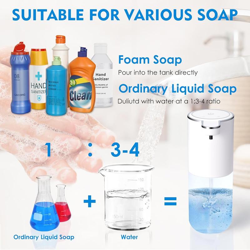 Automatic soap Dispenser touchless Kitchen Dish Automatic Liquid Soap Dispenser 4 Adjustable Soap Dispensing Levels Wall Mount for Bathroom Kitchen School Hotel, Liquid Hand Soap Dispenser Installation Rechargeable Waterproof