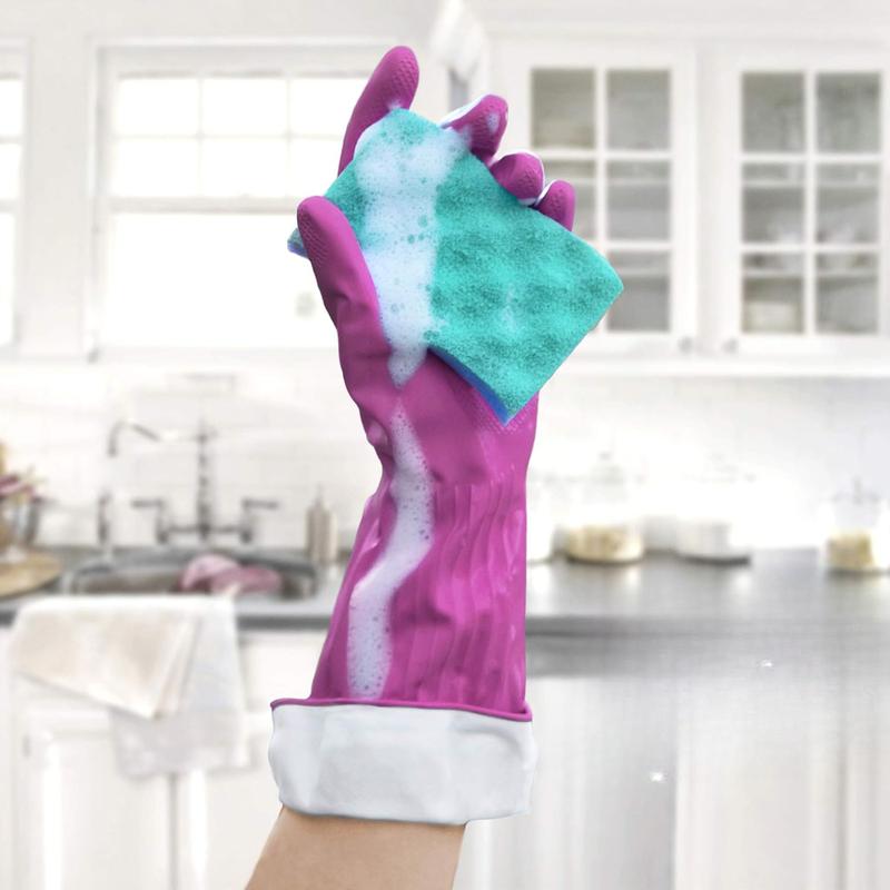 Reuseable Rubber Cleaning Gloves (Medium, 3 Pairs),Reusable Household Gloves,Practical Gift