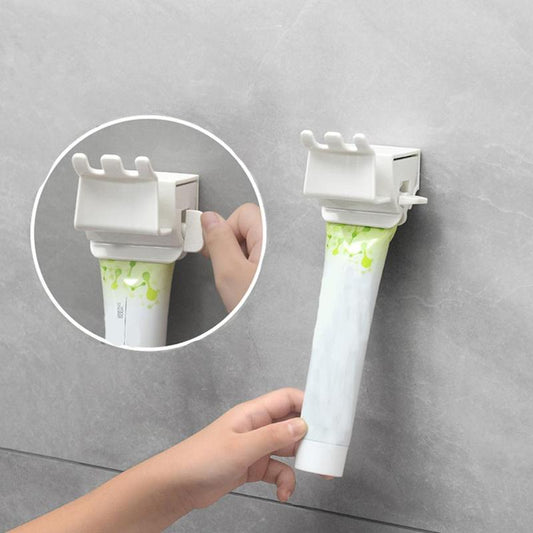 1 Piece 2 In 1 Wall Mounted Toothpaste Squeezer & Toothbrush Holder, Punch Free Toothpaste Holder, Household Bathroom Accessories