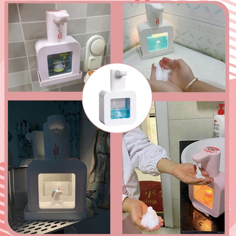 Automatic Foam Soap Dispenser, 1 Count Cute Cartoon Design Touchless Soap Dispenser, Wall Mounted Waterproof USB Rechargeable Dispenser for Bathroom Countertop, Kitchen, Office, Hotel, Preschool,?Summer Essentials