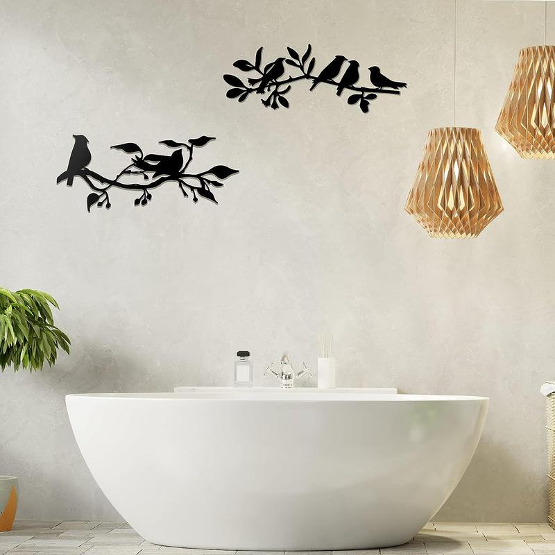 1 Piece/2pcs Mental Bird & Branch Wall Decoration, Modern Metal Wall Art for Home Office Bedroom Decoration