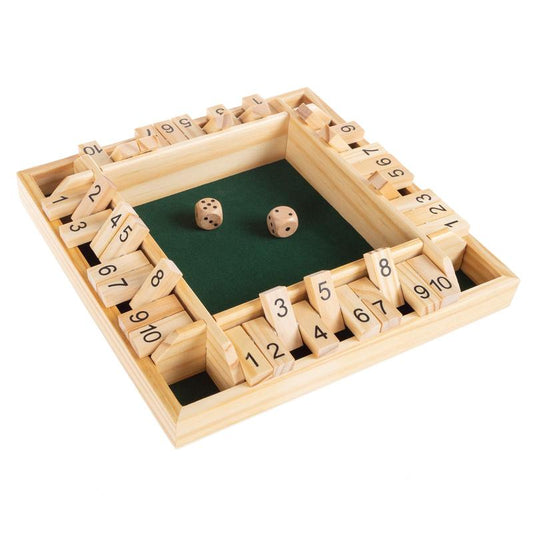 Shut The Box Game - Classic Wooden Set with Dice Included-Old Fashioned, 2-4 Player Thinking Strategy Game For Adults & Children, 9 inch