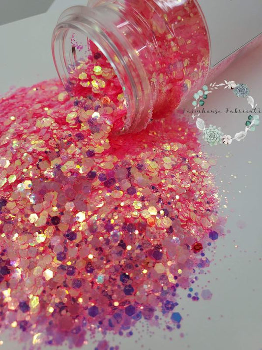 "Pucker Up" / Fluorescent Glitter / Flashy Glitter / Chunky Glitter / Polyester Glitter / Tumbler Glitter / Hot Pink Glitter